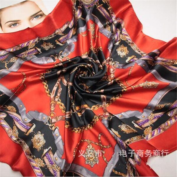 scarves spring 90x90cm belt chain pattern imitation silk scarf women fashion neckerchief large square office lady gift, Blue;gray
scarves spring 90x90cm belt chain pattern imitation silk scarf women fashion neckerchief large square office lady gift, Blue;gray