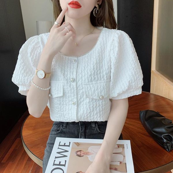 women's blouses & shirts qoerlin summer short sleeve women diamond-studded square neck puff loose shirt female elegant blouse white
women's blouses & shirts qoerlin summer short sleeve women diamond-studded square neck puff loose shirt female elegant blouse white