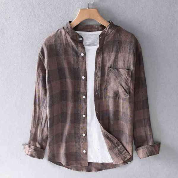 men's t-shirts spring plaid linen stand collar loose leisure shirts for men fashion long-sleeved brand shirt mens chemise mixn, White;black
men's t-shirts spring plaid linen stand collar loose leisure shirts for men fashion long-sleeved brand shirt mens chemise mixn, White;black
