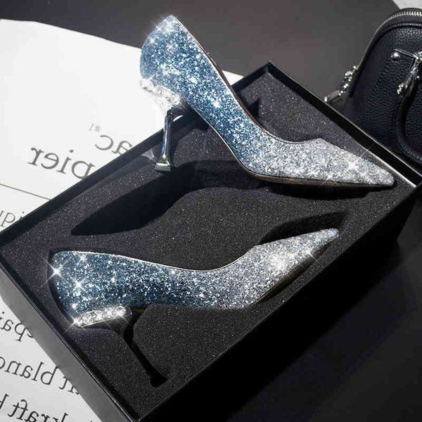 dress shoes crystal sequined wedding shoes high heel stiletto pointed bridal silver bridesmaid dress pearl wy5z, Black