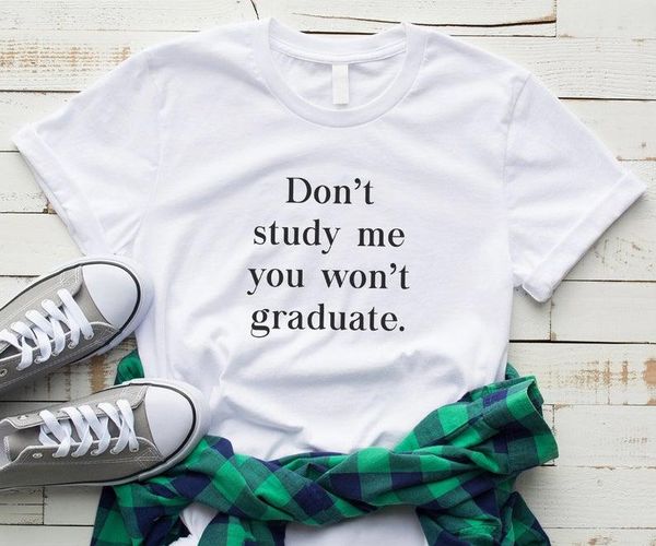 sugarbaby don't study me you won't graduate funny t-shirts graphic tee sarcastic cotton t shirt short summer women's t-shirt, White
sugarbaby don't study me you won't graduate funny t-shirts graphic tee sarcastic cotton t shirt short summer women's t-shirt, White