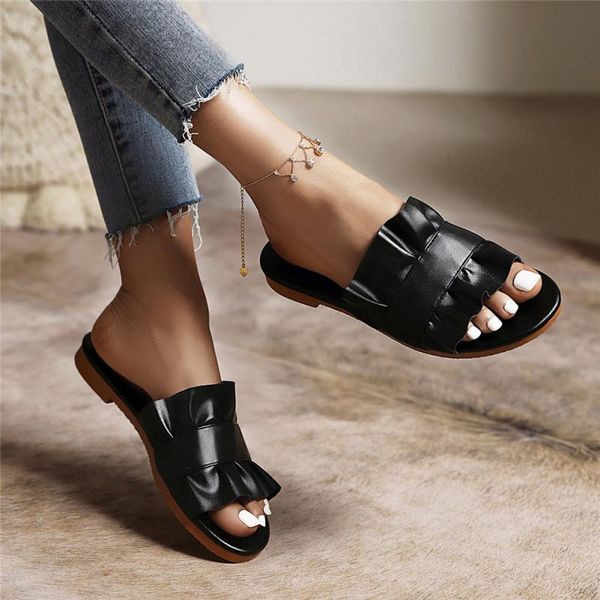 slippers women's beach outdoor black flat shoes slip on open toe leisure flats 2021 summer pleated design elegant ladies slipper
slippers women's beach outdoor black flat shoes slip on open toe leisure flats 2021 summer pleated design elegant ladies slipper