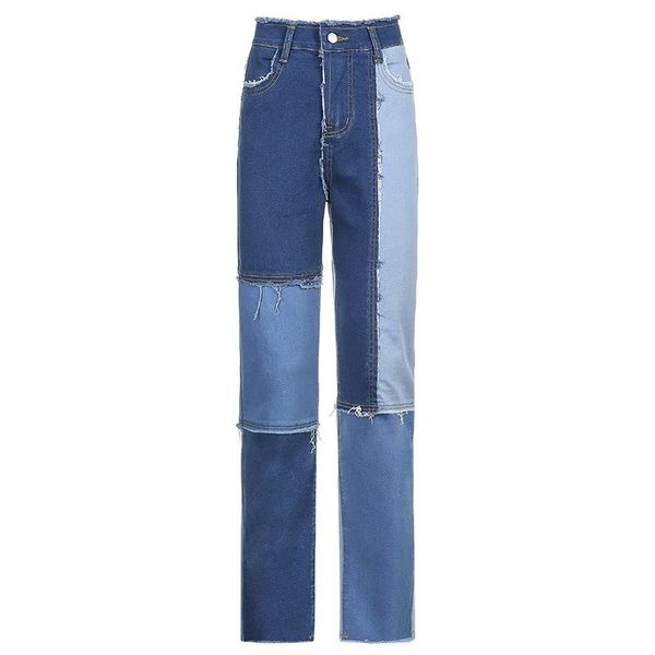 autumn and winter women's style special splicing color contrast high waist slim casual straight jeans pants, Blue
autumn and winter women's style special splicing color contrast high waist slim casual straight jeans pants, Blue