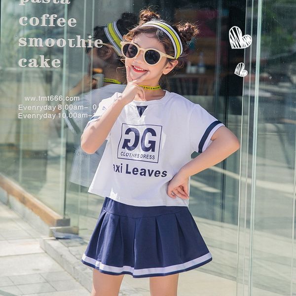 clothing sets summer teenager girls 2-pcs short sleeves letters t-shirt + elastic skirts sports style kids clothes e2072 hez6, White
clothing sets summer teenager girls 2-pcs short sleeves letters t-shirt + elastic skirts sports style kids clothes e2072 hez6, White