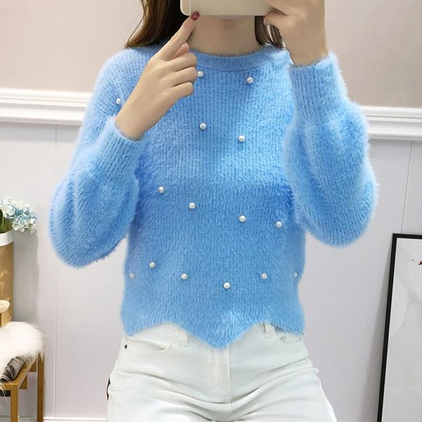 women's sweaters pullover sweater women velvet knit long sleeve autumn loose beaded christmas, White;black
women's sweaters pullover sweater women velvet knit long sleeve autumn loose beaded christmas, White;black