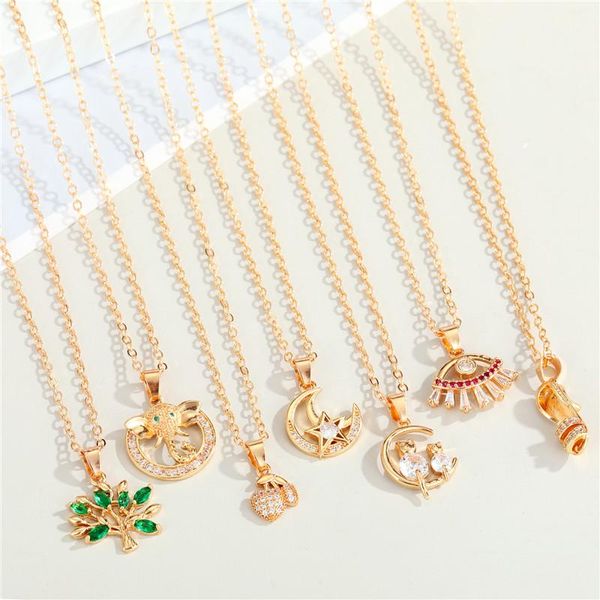 pendant necklaces 1pcs zircon evil eye animal plant necklace for women jewelry fashion shiny cat elephant tree moon star clavicle chain, Silver
pendant necklaces 1pcs zircon evil eye animal plant necklace for women jewelry fashion shiny cat elephant tree moon star clavicle chain, Silver