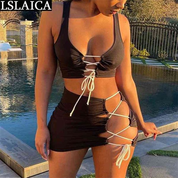 two piece set women crop skirt solid color criss-cross hollow out sets knit party clubwear summer female clothing 210515, White
two piece set women crop skirt solid color criss-cross hollow out sets knit party clubwear summer female clothing 210515, White