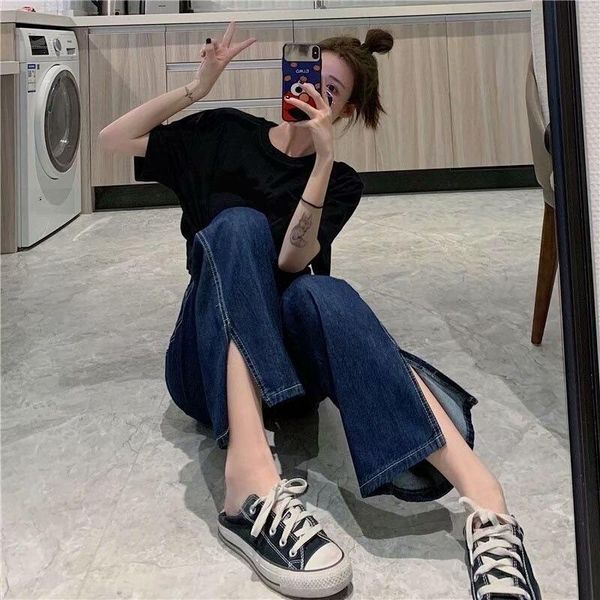 women's jeans summer vintage woman long trousers cowboy female loose streetwear high waist women split clothes wide leg, Blue
women's jeans summer vintage woman long trousers cowboy female loose streetwear high waist women split clothes wide leg, Blue