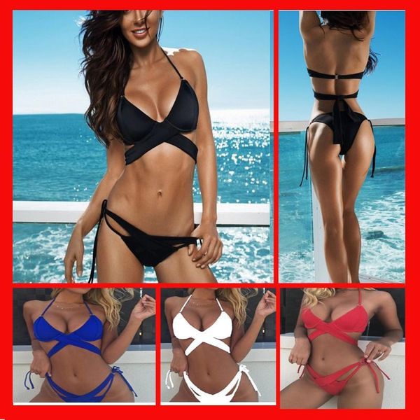 women's swimwear bikini sets women bandage brazilian trousers split lady swimsuits multicolor for lady womens ua34, White;black
women's swimwear bikini sets women bandage brazilian trousers split lady swimsuits multicolor for lady womens ua34, White;black