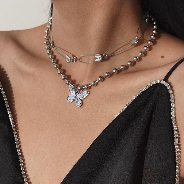 vintage creative beaded chain pin butterfly pendant necklace women punk alloy geometric clavicle necklaces exaggerated jewelry chains, Silver
vintage creative beaded chain pin butterfly pendant necklace women punk alloy geometric clavicle necklaces exaggerated jewelry chains, Silver