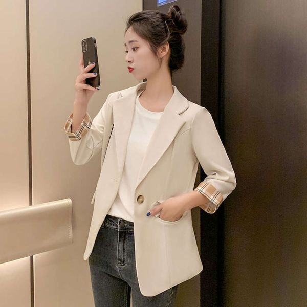 spring and autumn small suit women's version solid color medium long loose leisure versatile coat, Black;brown
spring and autumn small suit women's version solid color medium long loose leisure versatile coat, Black;brown