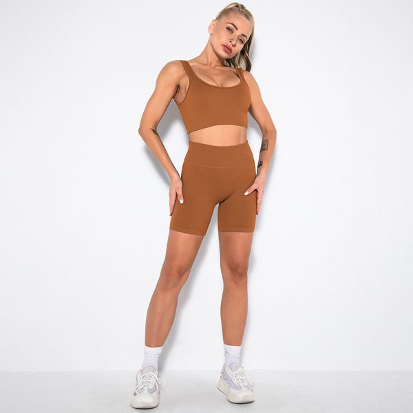 2021 european and american seamless knitting sports short sleeve shorts bra yoga clothes fitness pants set women 71, White;red
2021 european and american seamless knitting sports short sleeve shorts bra yoga clothes fitness pants set women 71, White;red