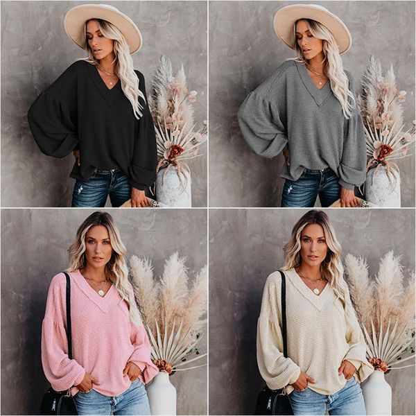 women v neck hollow out sweater knit fashion long sleeve solid color loose for ladies, White;black
women v neck hollow out sweater knit fashion long sleeve solid color loose for ladies, White;black