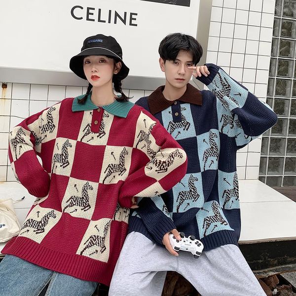 women's hoodies & sweatshirts couples clothes 2021 knitwear collar plaid autumn winter knit coat 531#, Black
women's hoodies & sweatshirts couples clothes 2021 knitwear collar plaid autumn winter knit coat 531#, Black