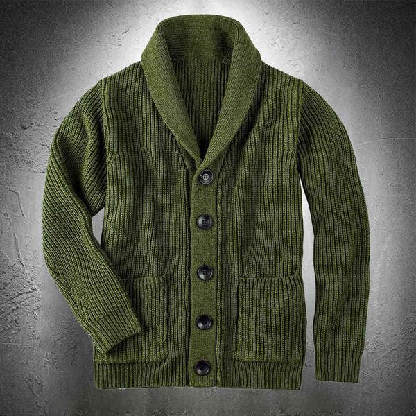 army green cardigan extra coarse wool sweater thicken warm casual coat men fashion clothing button up, Black;white
army green cardigan extra coarse wool sweater thicken warm casual coat men fashion clothing button up, Black;white