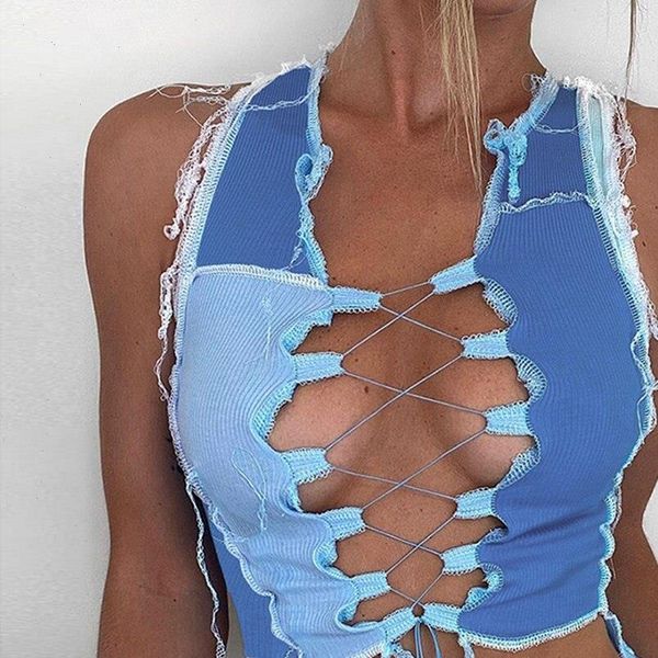 bandage cut out hole womens cami crop camisole summer chic punk style ribbed knitting tank club mujer, White
bandage cut out hole womens cami crop camisole summer chic punk style ribbed knitting tank club mujer, White