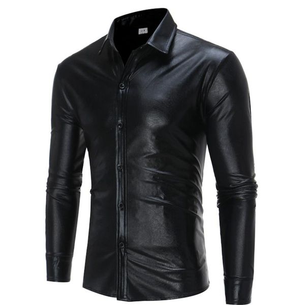 men metallic dress shirts long sleeve party slim fit shining shiny men's, White;black
men metallic dress shirts long sleeve party slim fit shining shiny men's, White;black