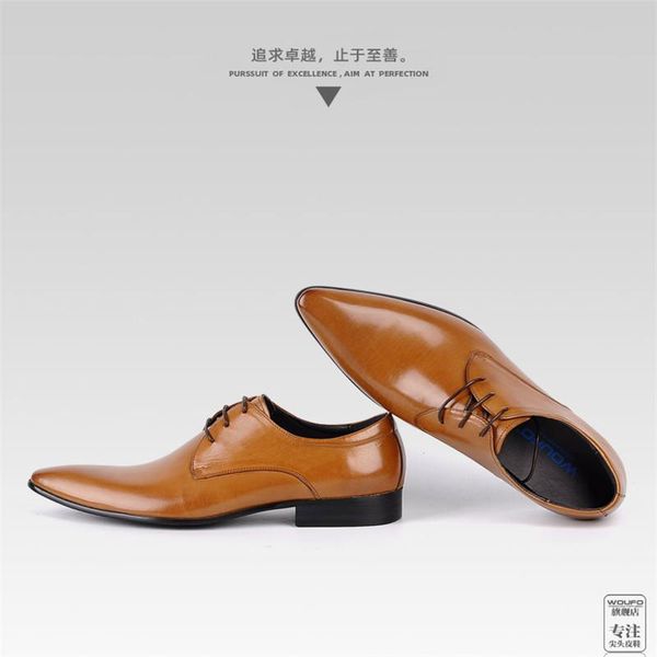 cowhide shoes lacing pointed wedding men, work dress, pure leather dress, Black