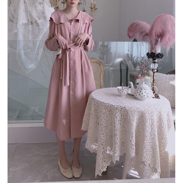 casual dresses 2021 french fashion preppy style solid dress women long sleeve waisted ruffled vintage party button j323, Black;gray
casual dresses 2021 french fashion preppy style solid dress women long sleeve waisted ruffled vintage party button j323, Black;gray