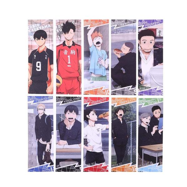 bookmark 10pcs/set haikyuu japanese anime volleyball bookmarks message cards book notes paper page holder for school office stationery
bookmark 10pcs/set haikyuu japanese anime volleyball bookmarks message cards book notes paper page holder for school office stationery