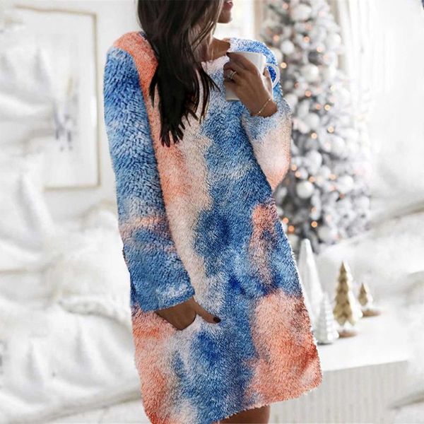 casual dresses tie dye plush woman dress winter pocket round neck cotton-blend robe femme long sleeve vintage, Black;gray
casual dresses tie dye plush woman dress winter pocket round neck cotton-blend robe femme long sleeve vintage, Black;gray