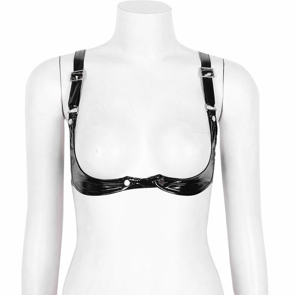 womens erotic open cups shelf bra wet look leather lingerie spaghetti strap wire-bare breast bralette cupless bras top, Black;white
womens erotic open cups shelf bra wet look leather lingerie spaghetti strap wire-bare breast bralette cupless bras top, Black;white