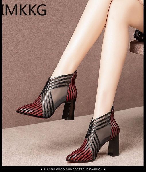 summer fashion solid mesh high heels pointed toe cross lines decoration ankle lady boots grace women ventilate red/black
summer fashion solid mesh high heels pointed toe cross lines decoration ankle lady boots grace women ventilate red/black