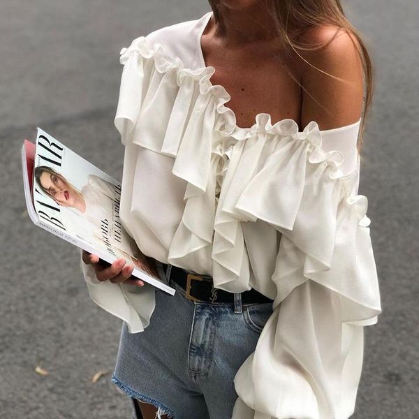 women's blouses & shirts ruffle v neck chiffon blouse women fashion elegant flare long sleeve office shirt pullover spring autumn solid, White
women's blouses & shirts ruffle v neck chiffon blouse women fashion elegant flare long sleeve office shirt pullover spring autumn solid, White