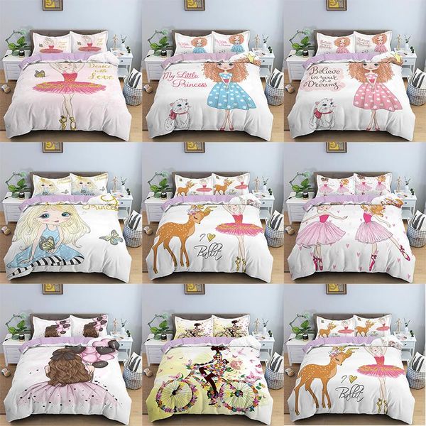 

bedding sets girl pattern set ballet duvet cover pillowcase quilt  king bed linens comforter