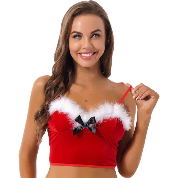 bras sets women exotic tanks christmas costume feather trimming bowknot corset crop adjustable spaghetti strap velvet camisole, Red;black
bras sets women exotic tanks christmas costume feather trimming bowknot corset crop adjustable spaghetti strap velvet camisole, Red;black