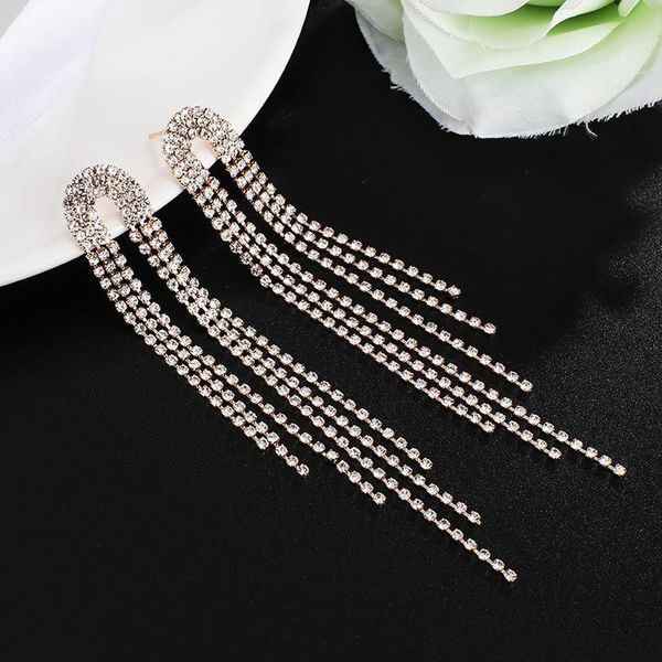sparkling crystal rhinestone tassel dangle earrings for women luxury jewelry long drop earing party fashion accessories, Silver
sparkling crystal rhinestone tassel dangle earrings for women luxury jewelry long drop earing party fashion accessories, Silver