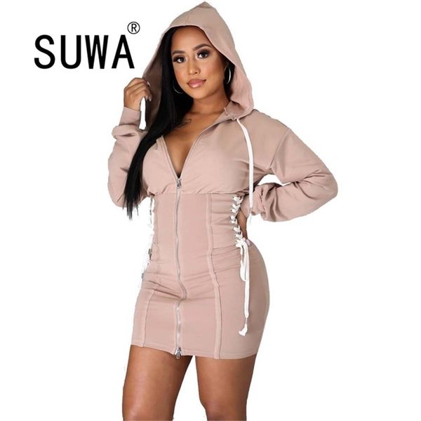 side drawstring lace up casual sweatshirt dress woman solid long sleeve hooded sheath fashion zipper hoodie mini 210525, Black;gray
side drawstring lace up casual sweatshirt dress woman solid long sleeve hooded sheath fashion zipper hoodie mini 210525, Black;gray