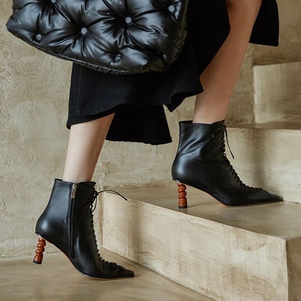 boots ankle women pointed toe crross-tied lace strange style heels zipper women's 2021 brand fashion design luxury, Black
boots ankle women pointed toe crross-tied lace strange style heels zipper women's 2021 brand fashion design luxury, Black