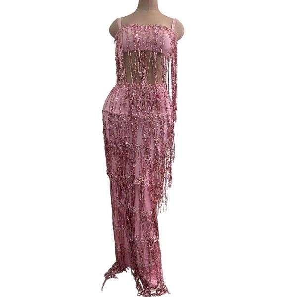 pink long tassel sequin spaghetti strap dress women bodycon fringes party singer dancer stage outfit sets decoration
pink long tassel sequin spaghetti strap dress women bodycon fringes party singer dancer stage outfit sets decoration