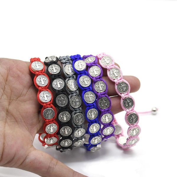 link, chain handmade colorful braided rope religious catholic saint benedict beads exorcism shield bracelet church jewelry gifts, Black
link, chain handmade colorful braided rope religious catholic saint benedict beads exorcism shield bracelet church jewelry gifts, Black