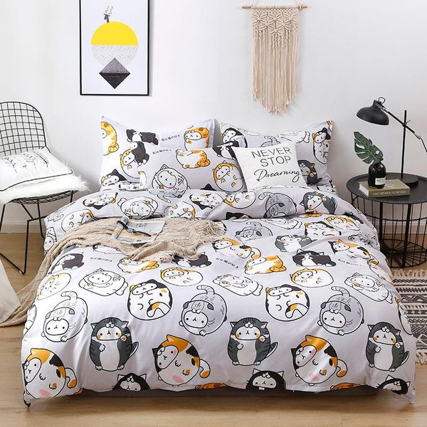 bedding sets cartoon cat set simple cute duvet cover sheet with pillowcase full size kids bedclothes
bedding sets cartoon cat set simple cute duvet cover sheet with pillowcase full size kids bedclothes