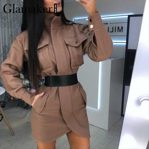 casual dresses glamaker elegant solid color long sleeve mini dress stand-up collar pocket office ledies belt straight 2021, Black;gray
casual dresses glamaker elegant solid color long sleeve mini dress stand-up collar pocket office ledies belt straight 2021, Black;gray