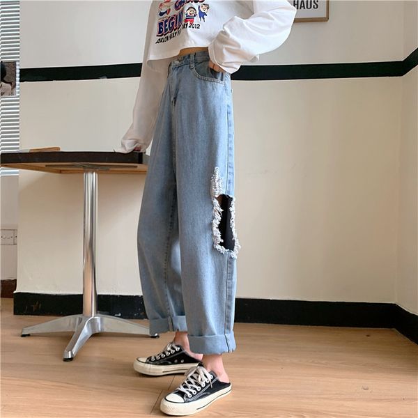 women's jeans female jeans torn waist high-legged broad-legged clothes denim vintage streetwear quality fashion harajuku slacks straigh, Blue
women's jeans female jeans torn waist high-legged broad-legged clothes denim vintage streetwear quality fashion harajuku slacks straigh, Blue