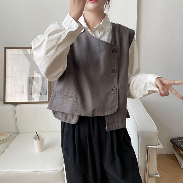 women's vests johnature women loose vest cotton o-neck sleeve button solid color casual coat 2021 spring autumn korean style simple, Black;white
women's vests johnature women loose vest cotton o-neck sleeve button solid color casual coat 2021 spring autumn korean style simple, Black;white