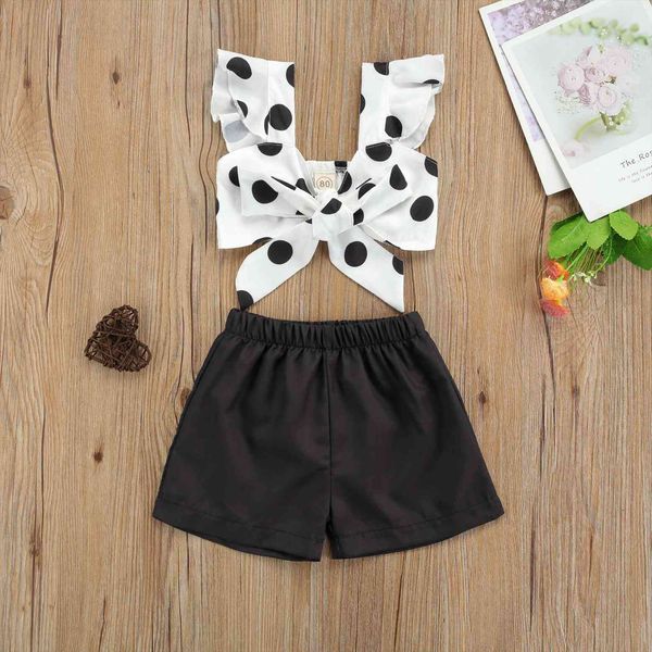 1 5 years fashion baby girl clothes set polka dot ruffle bow decor tank black shorts summer clothing, White
1 5 years fashion baby girl clothes set polka dot ruffle bow decor tank black shorts summer clothing, White