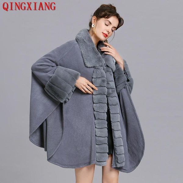 scarves 2021 big fur turndown collar coat winter cloak knitted thick women striped faux sleeves cape pendulum cardigan, Blue;gray
scarves 2021 big fur turndown collar coat winter cloak knitted thick women striped faux sleeves cape pendulum cardigan, Blue;gray