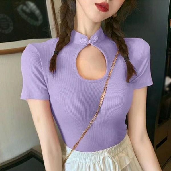 women's t-shirt women vintage solid color short sleeve t shirts female summer chinese style cheongsam shirt, White
women's t-shirt women vintage solid color short sleeve t shirts female summer chinese style cheongsam shirt, White