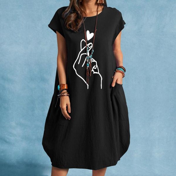 casual dresses women's dress summer o-neck heart printed linen robe for woman short sleeve loose pocket mid, Black;gray
casual dresses women's dress summer o-neck heart printed linen robe for woman short sleeve loose pocket mid, Black;gray