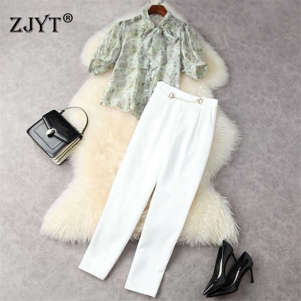 elegant lady summer designers office outfits women fashion bow collar floral shirt and pants suit 2 piece matching sets women's two, White
elegant lady summer designers office outfits women fashion bow collar floral shirt and pants suit 2 piece matching sets women's two, White
