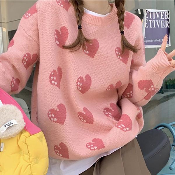 women's sweaters lazy loose casual ins love sweater female korean harajuku japanese kawaii ulzzang vintage clothing for women, White;black
women's sweaters lazy loose casual ins love sweater female korean harajuku japanese kawaii ulzzang vintage clothing for women, White;black