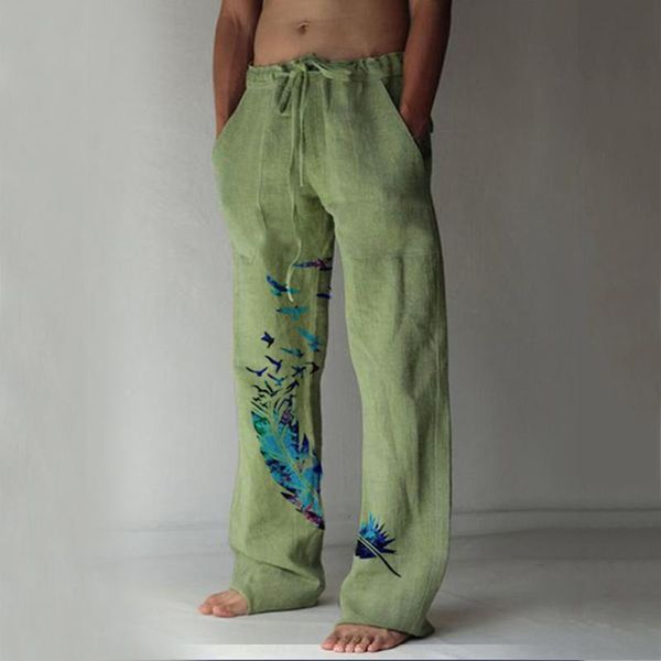 men's pants cotton linen fashion casual tree&bird print full length pocket drawstring trousers streetwear, Black
men's pants cotton linen fashion casual tree&bird print full length pocket drawstring trousers streetwear, Black