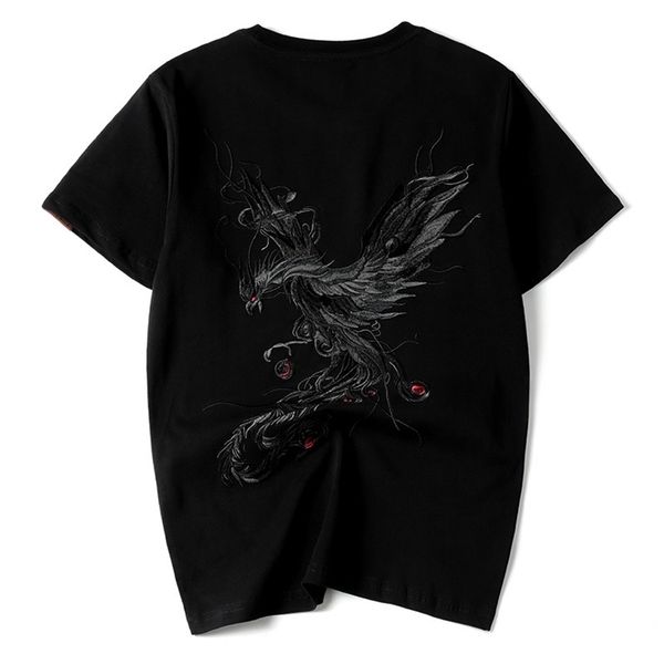 new chinese style phoenix embroidered t-shirt men's cotton half sleeve fashion lovers' loose short sleeve t-shirt men's 21040, White;black
new chinese style phoenix embroidered t-shirt men's cotton half sleeve fashion lovers' loose short sleeve t-shirt men's 21040, White;black