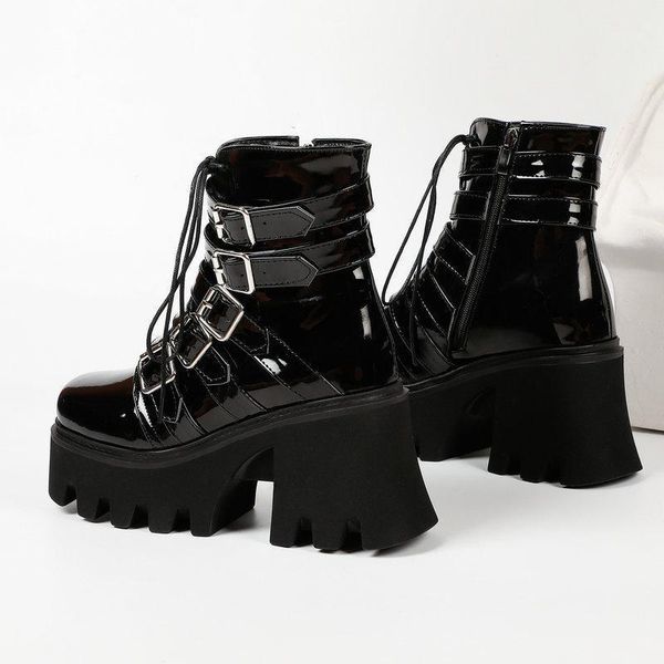 boots fashion patent leather platform autumn women belt buckle goth chunky heel ankle winter woman shoes nice, Black
boots fashion patent leather platform autumn women belt buckle goth chunky heel ankle winter woman shoes nice, Black