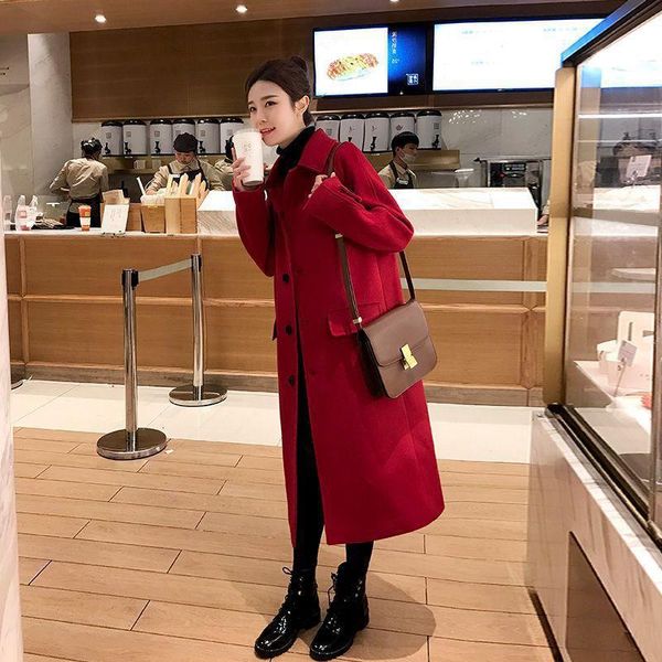 women's wool & blends jacket korean version knee loose hepburn woolen overcoat, Black
women's wool & blends jacket korean version knee loose hepburn woolen overcoat, Black