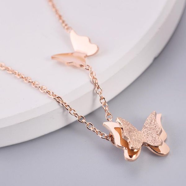 pendant necklaces sweet elegant double frosted butterfly titanium steel clavicle chain for women korean style fashion wedding jewelry, Silver
pendant necklaces sweet elegant double frosted butterfly titanium steel clavicle chain for women korean style fashion wedding jewelry, Silver